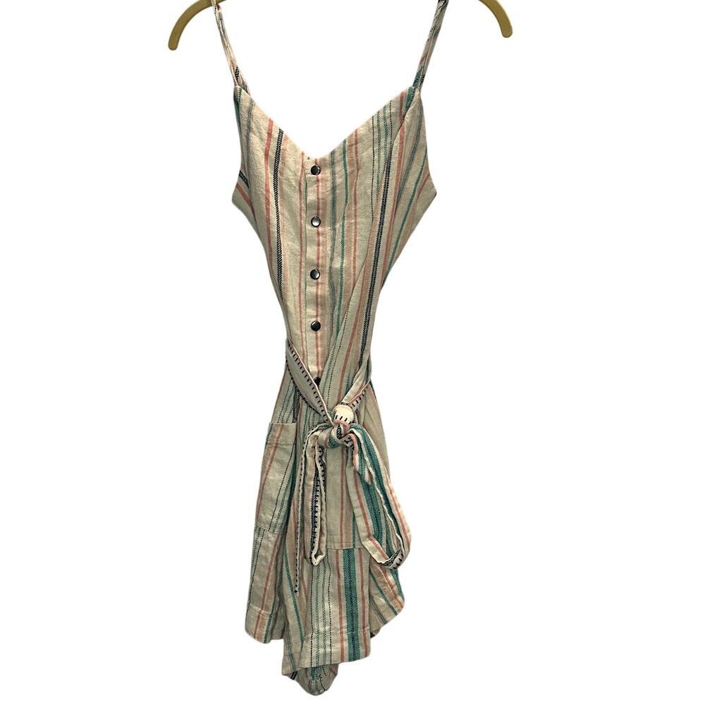 Splendid – Sunset Stripe Romper – Teal/Coral – Size Medium